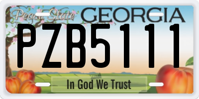 GA license plate PZB5111