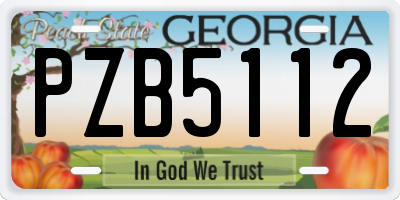 GA license plate PZB5112