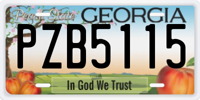 GA license plate PZB5115