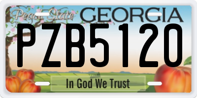 GA license plate PZB5120