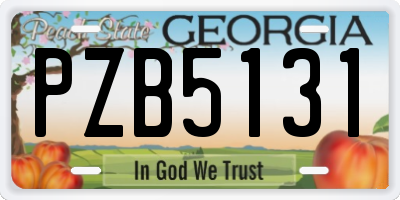 GA license plate PZB5131