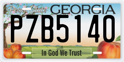 GA license plate PZB5140