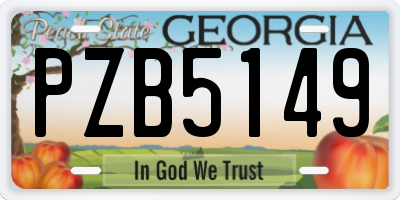 GA license plate PZB5149