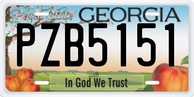 GA license plate PZB5151
