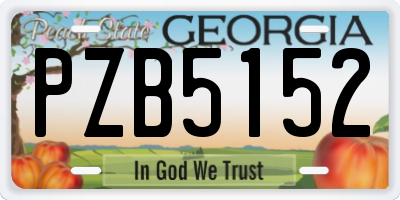 GA license plate PZB5152