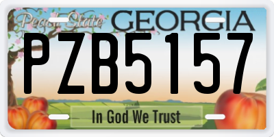 GA license plate PZB5157
