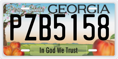 GA license plate PZB5158