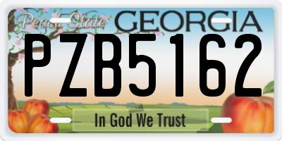 GA license plate PZB5162