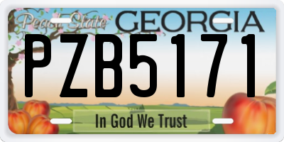 GA license plate PZB5171