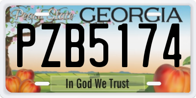 GA license plate PZB5174