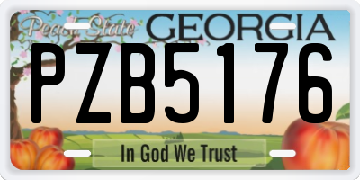 GA license plate PZB5176