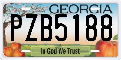 GA license plate PZB5188