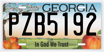GA license plate PZB5192