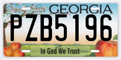 GA license plate PZB5196
