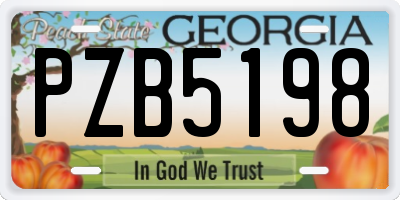 GA license plate PZB5198