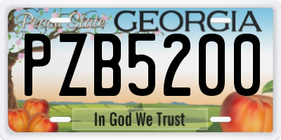 GA license plate PZB5200