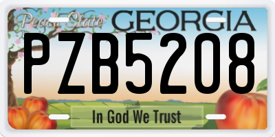 GA license plate PZB5208