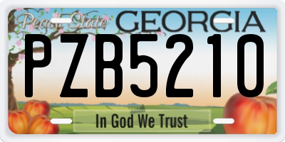 GA license plate PZB5210