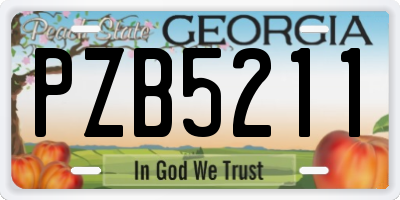 GA license plate PZB5211