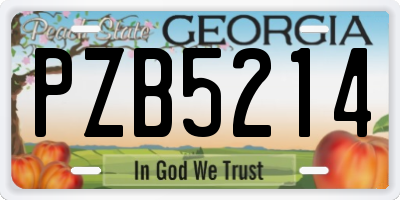 GA license plate PZB5214