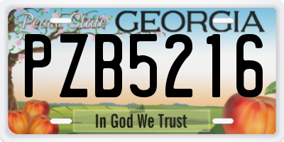 GA license plate PZB5216
