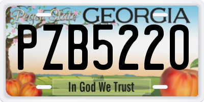 GA license plate PZB5220