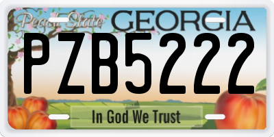 GA license plate PZB5222