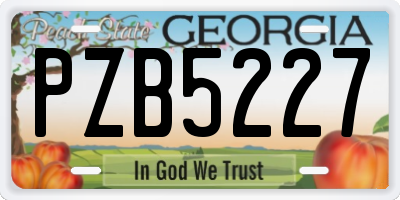 GA license plate PZB5227
