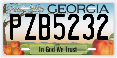 GA license plate PZB5232
