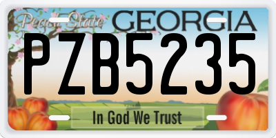 GA license plate PZB5235