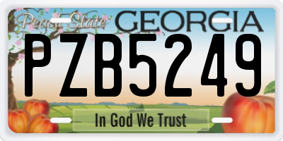 GA license plate PZB5249