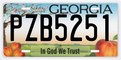 GA license plate PZB5251