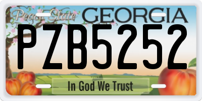 GA license plate PZB5252