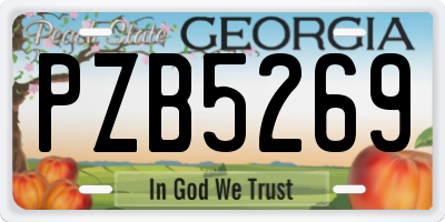 GA license plate PZB5269