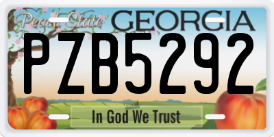 GA license plate PZB5292