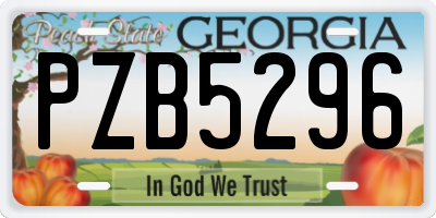 GA license plate PZB5296