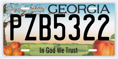 GA license plate PZB5322