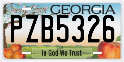 GA license plate PZB5326