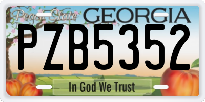 GA license plate PZB5352