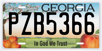 GA license plate PZB5366