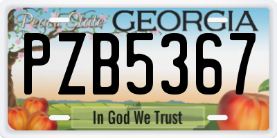 GA license plate PZB5367