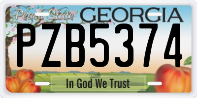 GA license plate PZB5374