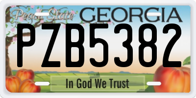 GA license plate PZB5382