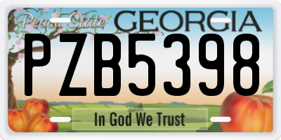 GA license plate PZB5398
