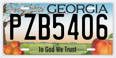 GA license plate PZB5406