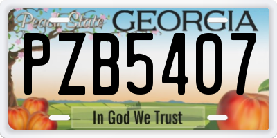 GA license plate PZB5407