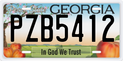 GA license plate PZB5412