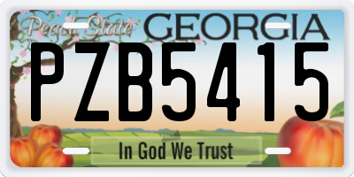 GA license plate PZB5415