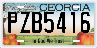 GA license plate PZB5416