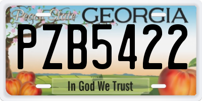 GA license plate PZB5422